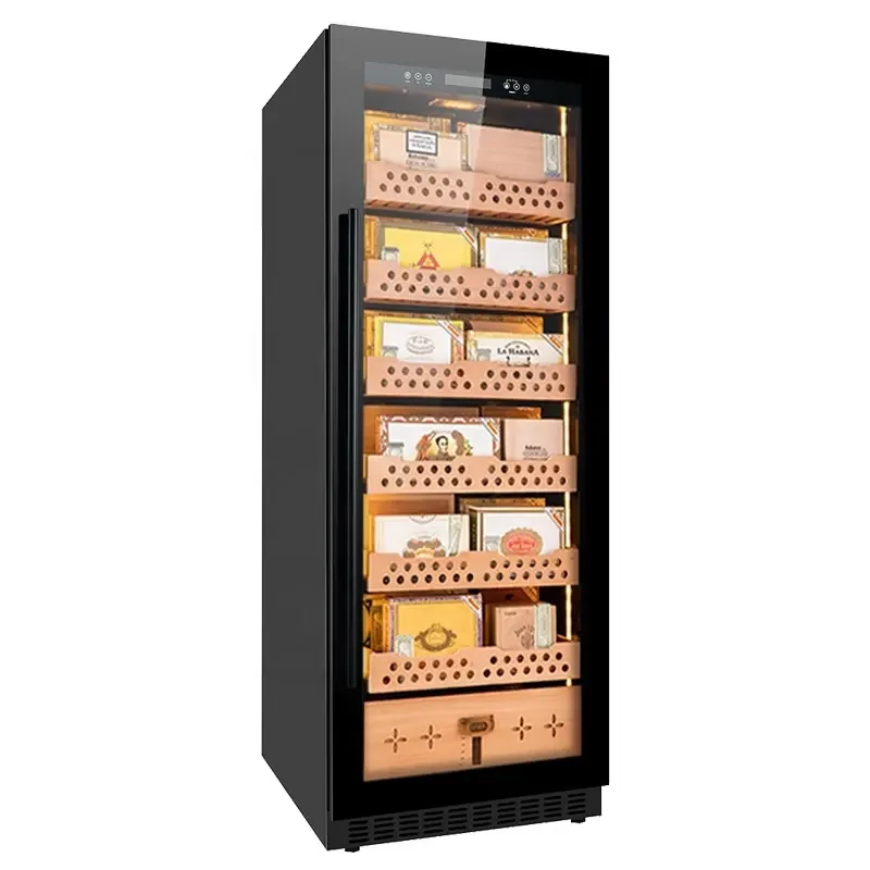 

NE-194 Large 1800 Cigar Humidor Cedar Wood Compressor Cooling Smoke Room Display Glass Door Cigar Cabinet