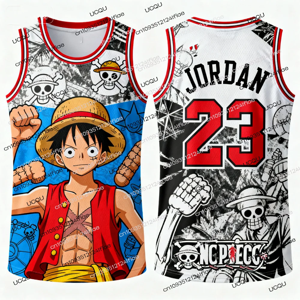 الأردن رقم. 23 طبعة خاصة كرة السلة جيرسي سترة 2025 قطعة واحدة لوفي الرجال كرة السلة سترة رياضية الاطفال الملابس الكرتون #4