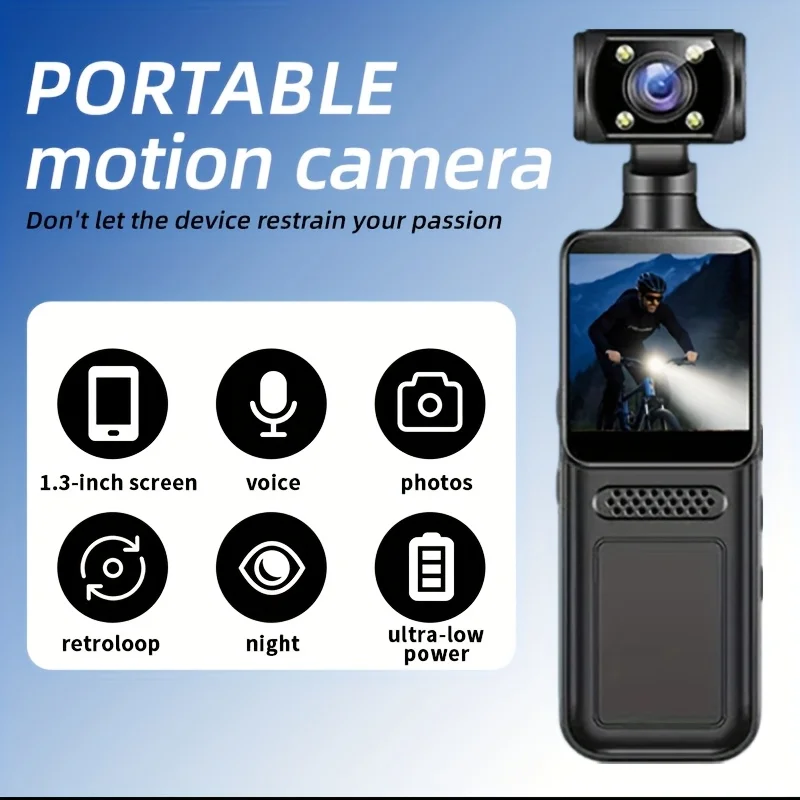 4K-Action-Kameras, Taschenkamera, 2K HD, tragbar, Nachtsicht, Sport, DV, digitales Video, Fitness-Enthusiasten-Recorder, 360° drehbar