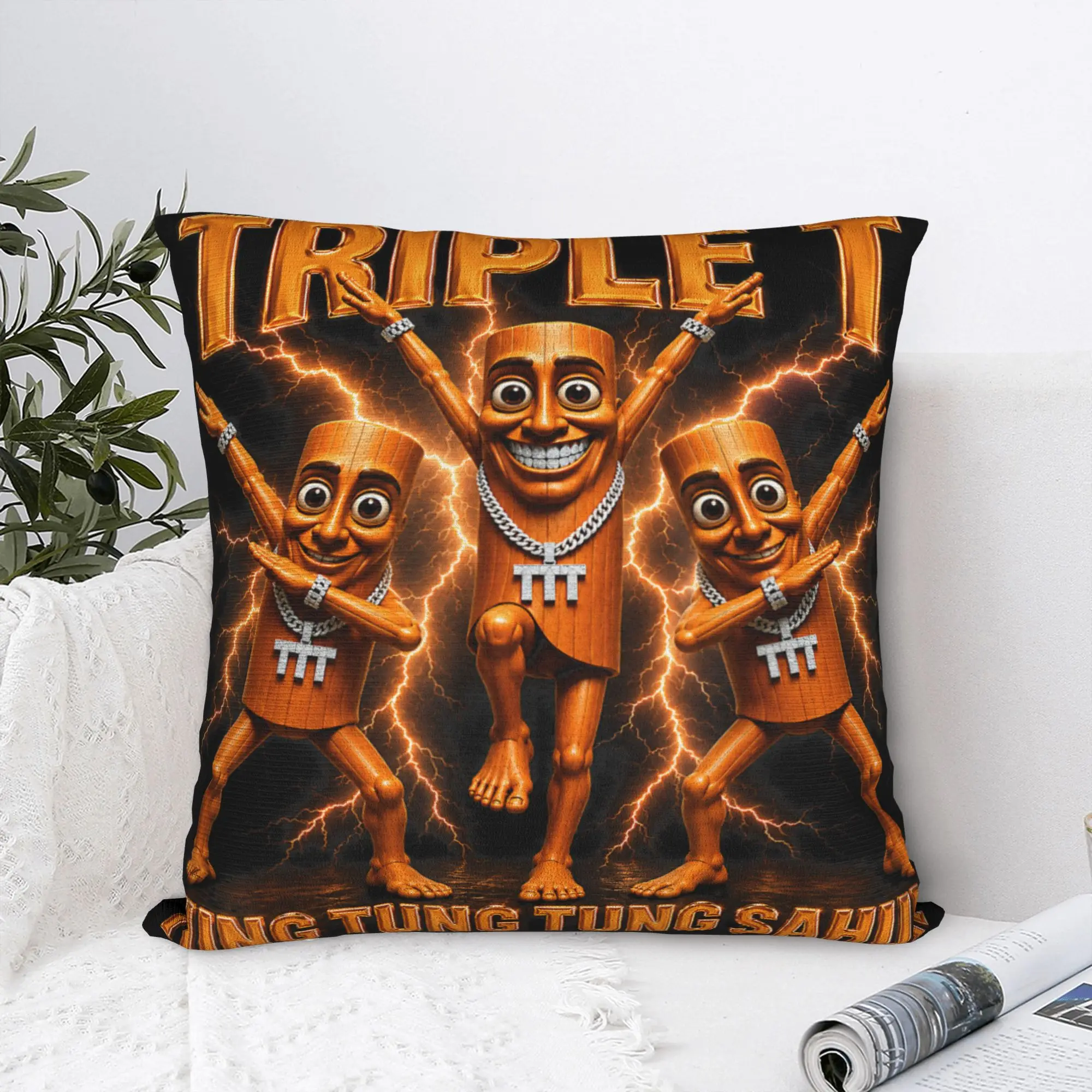 Pillow Cover Tung Tung Tung Sahur is Calling Funny Viral Dance Meme  Morden Pillow Case For Sofa Bedroom Home Decor Pillowcases