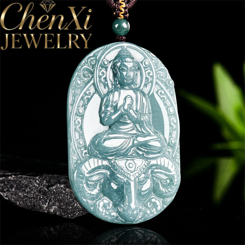 

Natural A-Grade Blue Water Ice-Grade Jadeite Jade Pendant Zodiac Goat Guardian Spirit Fortune Buddha Fine Jewelry Amulet Popula