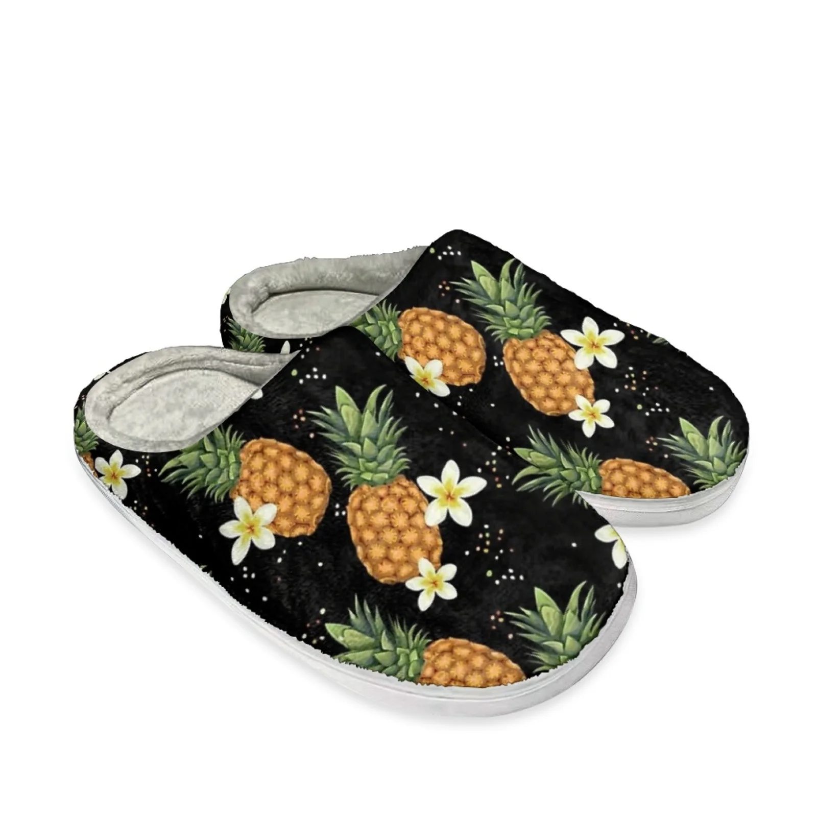 Beliodome Pineapple Design Women's Home Cotton Custom Memory Foam Slippers Indoor Slip On Shoes Lightweight Bedroom Slipper