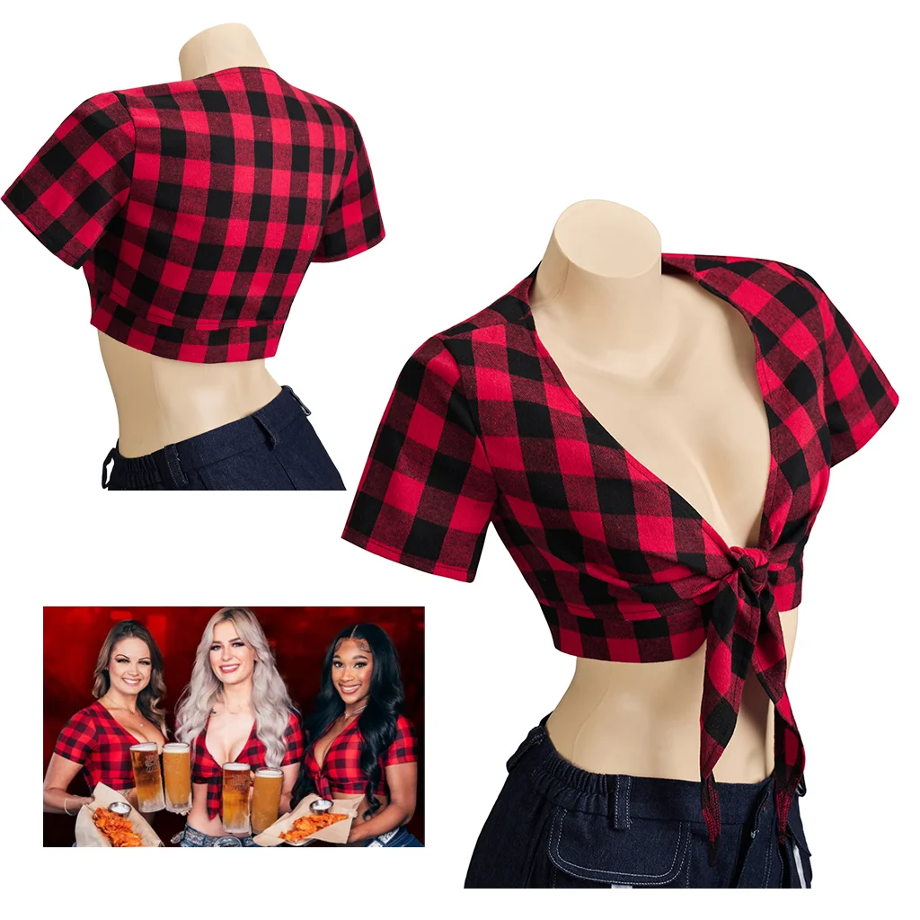 Movie Twin Peaks Cosplay Costume Sexy Short Red and Black Plaid Shirt Halloween Carnival Party Costume