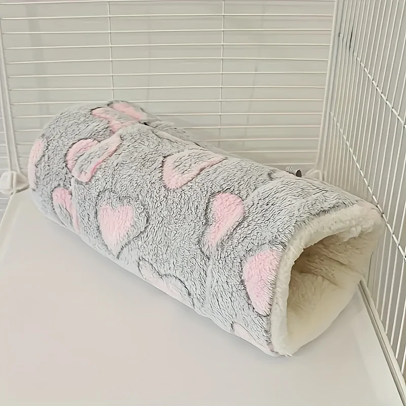 Kleines Haustier-Tunnelbett, Plüsch-Hamster-Hängematte 30x19cm, Warmes Schlafnest für Meerschweinchen, Ratten, Petauren, Chinchillas im Käfig – Detail 3