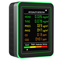 6 In 1 Air Quality Detector Portable CO2 Detector Carbon Dioxide TVOC HCHO Detector PM2.5 PM10 HCHO TVOC CO2 CO Meter for Indoor
