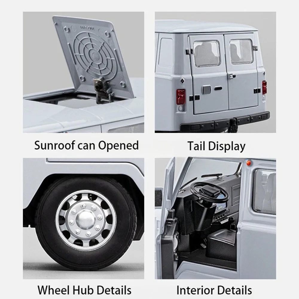 Modèle de voyage UAZ russe 1:18, voitures jouets en alliage moulé sous pression, véhicules tout-terrain Lada NIVA, son et lumière, portes ouvertes, cadeaux pour enfants