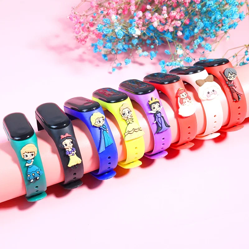 2024 New Disney Frozen Princess Mickey Minnie LED Touch Bracelet Watch Student Children Sports Cartoon Electronic Watch Present