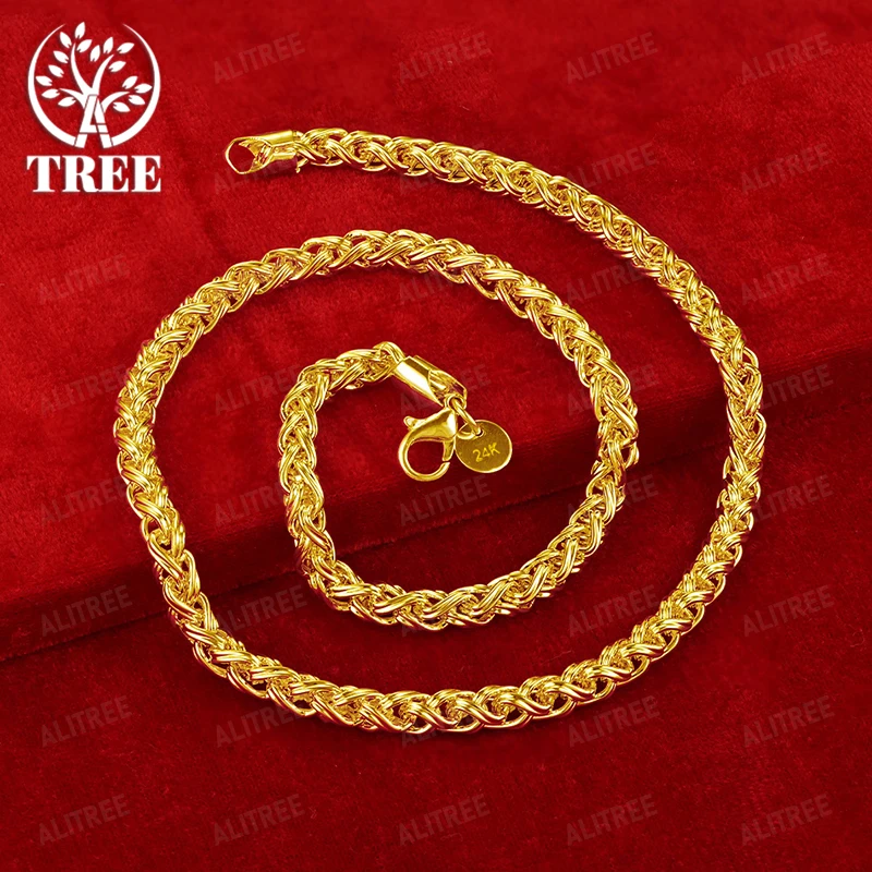 

New 18k Gold Necklace 8mm Keel Chain Men And Women Engagement Wedding Party Fashion Design Original Jewelry Gift Accessories