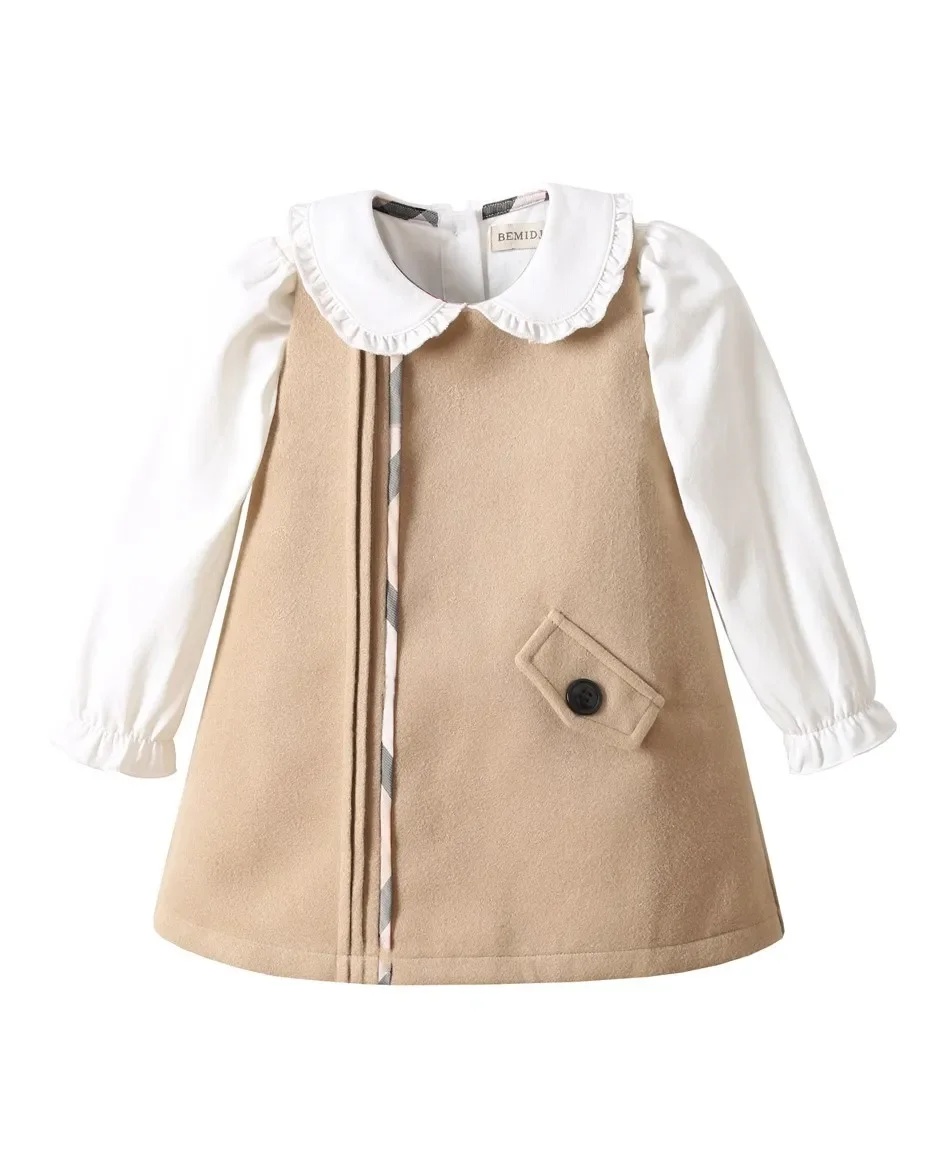New Autumn Cotton Baby Girls Plaid Long Sleeves Clothes+Dress 2piecs Children\'s Clothing Kids Princess Dresses Casual Clothes