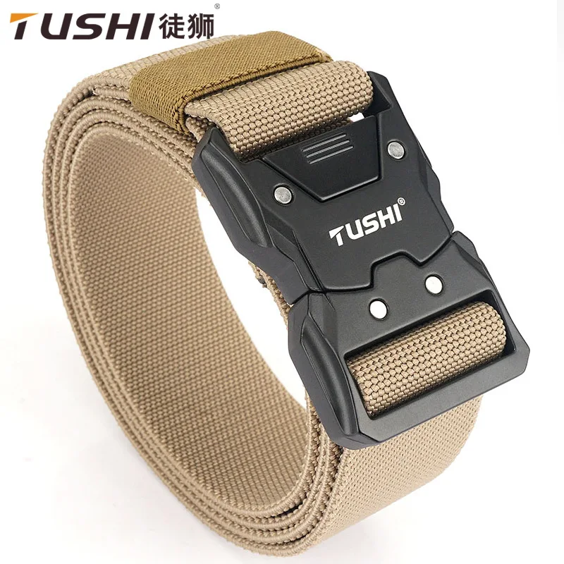 

Tactical quick release buckle, elasticated stretch waistband, casual cargo wear, outdoor training belt, men's trouser belt