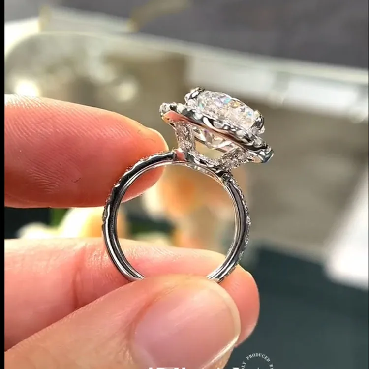 

Luxury Au750 18K White Gold Ring IGI Lab Growing Diamond Ring Round D Color 1 2 3Ct wedding ringFactory sell ﻿