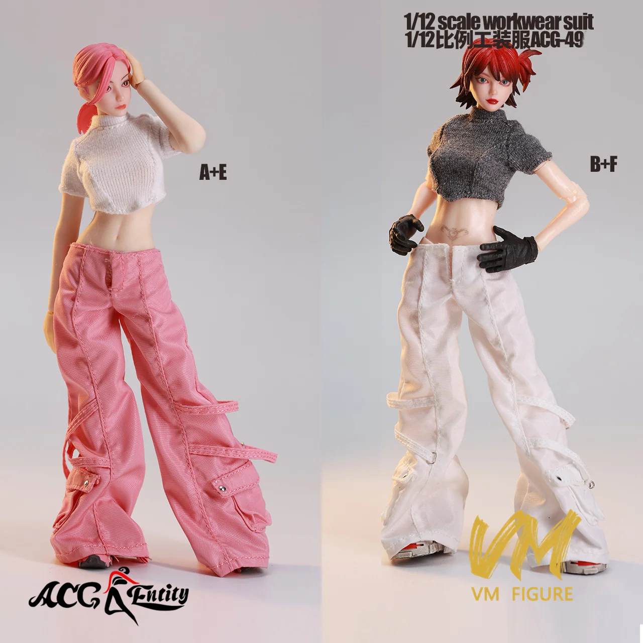 ACG-49 1/12 Casual Mode Stijl Korte mouwen T-shirt Werkbroek Kleding Model Fit 6 ''Vrouwelijke Soldaat Action Figure body Doll