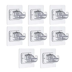 8 PCS Self Adhesive Curtain Rod Bracket No Drill Curtain Rods Brackets Storage Hooks Clamp