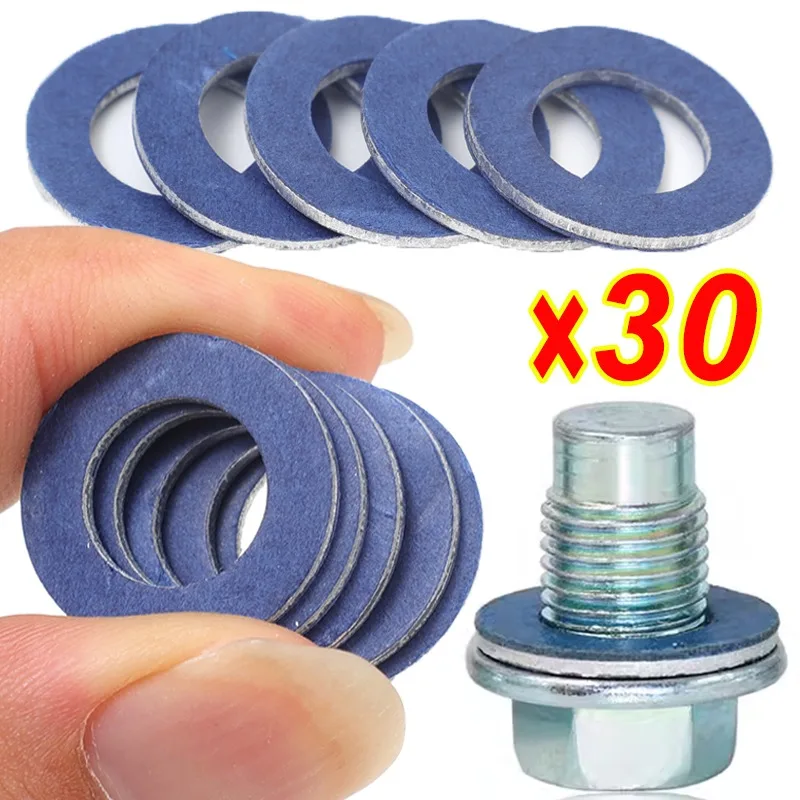 30/1Pcs Car Oil Drain Screw Gasket 90430-12031 Engine Sump Aluminum Seal Gasket for Toyota 12mm Hole Nut Washer Auto Accessories