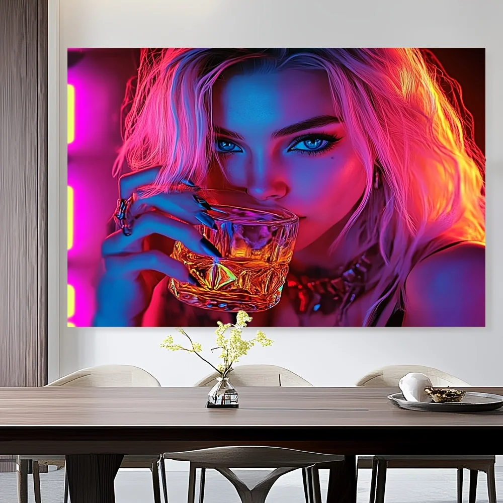 VIKAMA neon trendy tapestry, colorful dust-proof portrait design, living room sofa background wall decoration