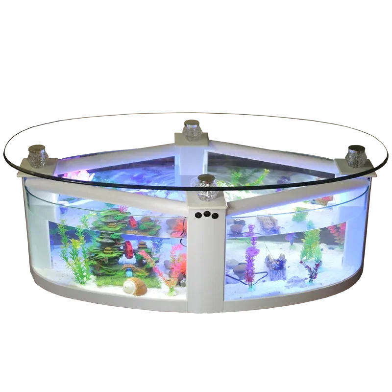 Oval Coffee Table Fish Tank Living Room Ecological Aquarium Glass Large Medium Desktop Creativity Change Water Turtle Jar