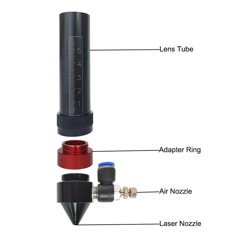 Co2 Air Nozzle Lens Tube Laser Head Outer Adpater Ring Lens Dia 20mm FL 50.8/63.5/101mm for CO2 Laser Cutting Engraving Machine