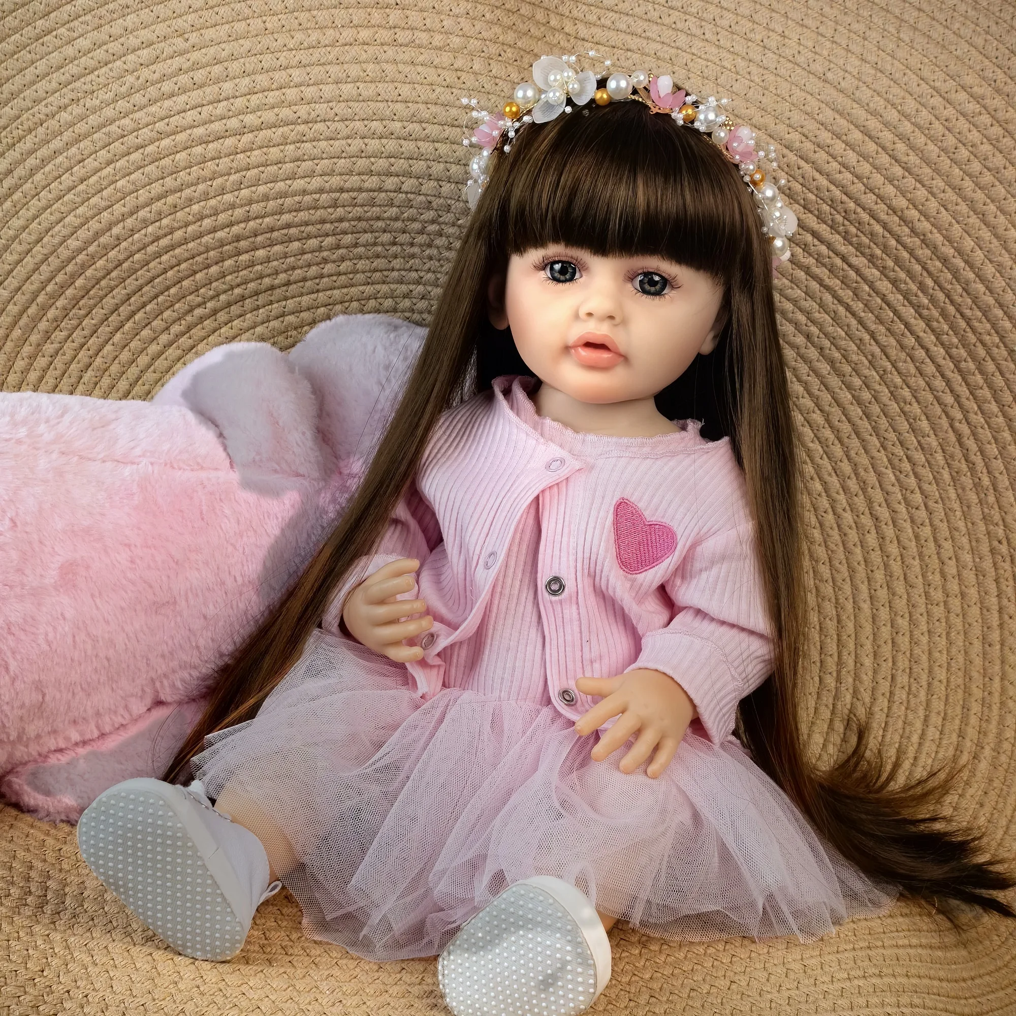 KEIUMI 55 cm Reborn Baby Girl Doll Lifelike Princess Full Silicone Vinyl Newborn Babies Doll Kids Playmates Birthday Gift Toy