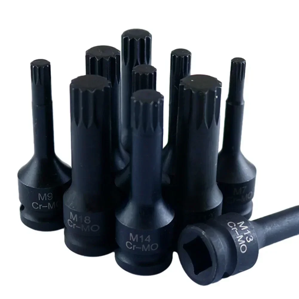 1pc M5-M19 Impact Socket Wrench Adapter 1/2Inch Drive Square Drive Wrench Socket Adapter 12 Point Socket Screwdriver Bit Tools