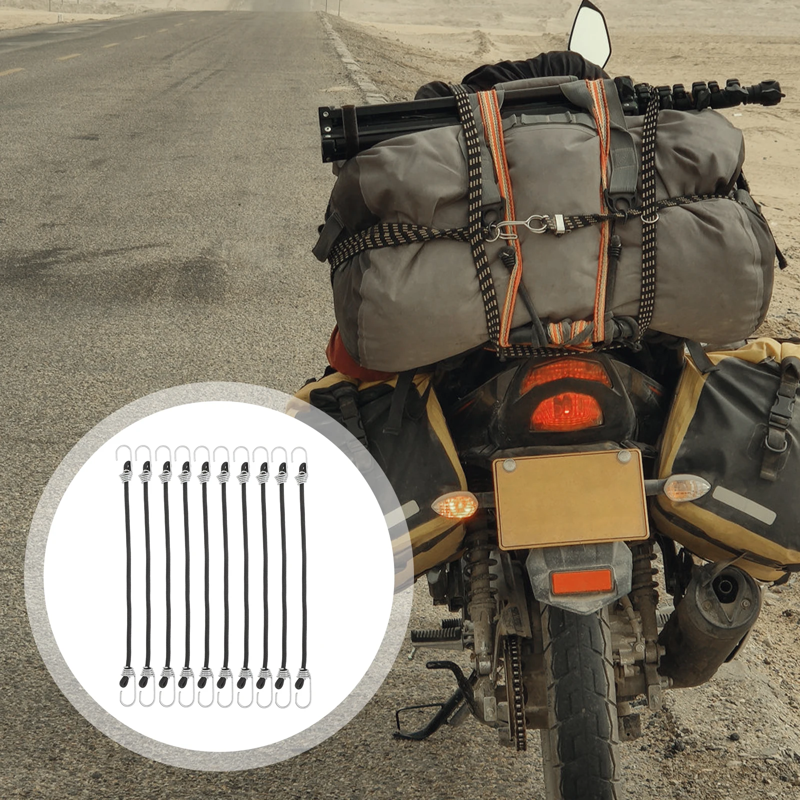 

10pcs Motorcycle Bungee Straps Quick Release Elastic Hook Fastening Cargo Luggage Belt For Bike Kayak Scooter Trunk Outdoor