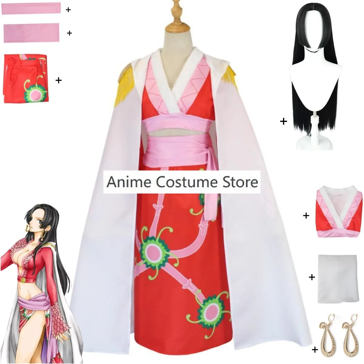 Anime Lily Sete Senhores da Guerra do Mar Boa · Hancock Cosplay Costume, Roupas de Halloween, Terno de Serpente para Mulheres, Peruca Sexy