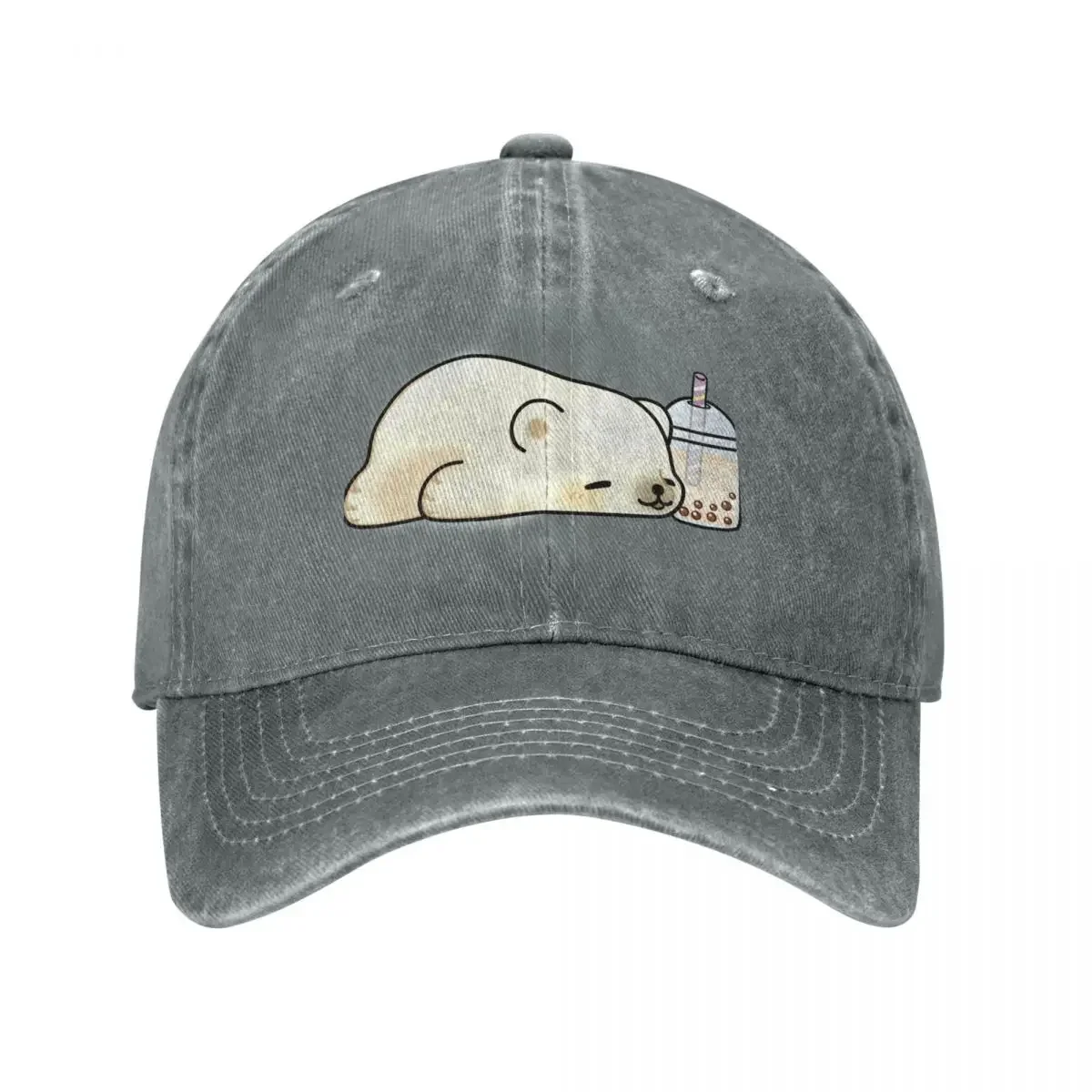 Little Polar Bear Chilling with it's Boba Tea Baseball Cap Custom Cap Ball Cap Women's Golf Wear Men's