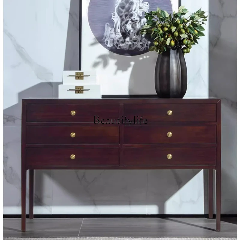 

Minimalist new Chinese ebony six-chest locker, modern simple all-solid wood light luxury