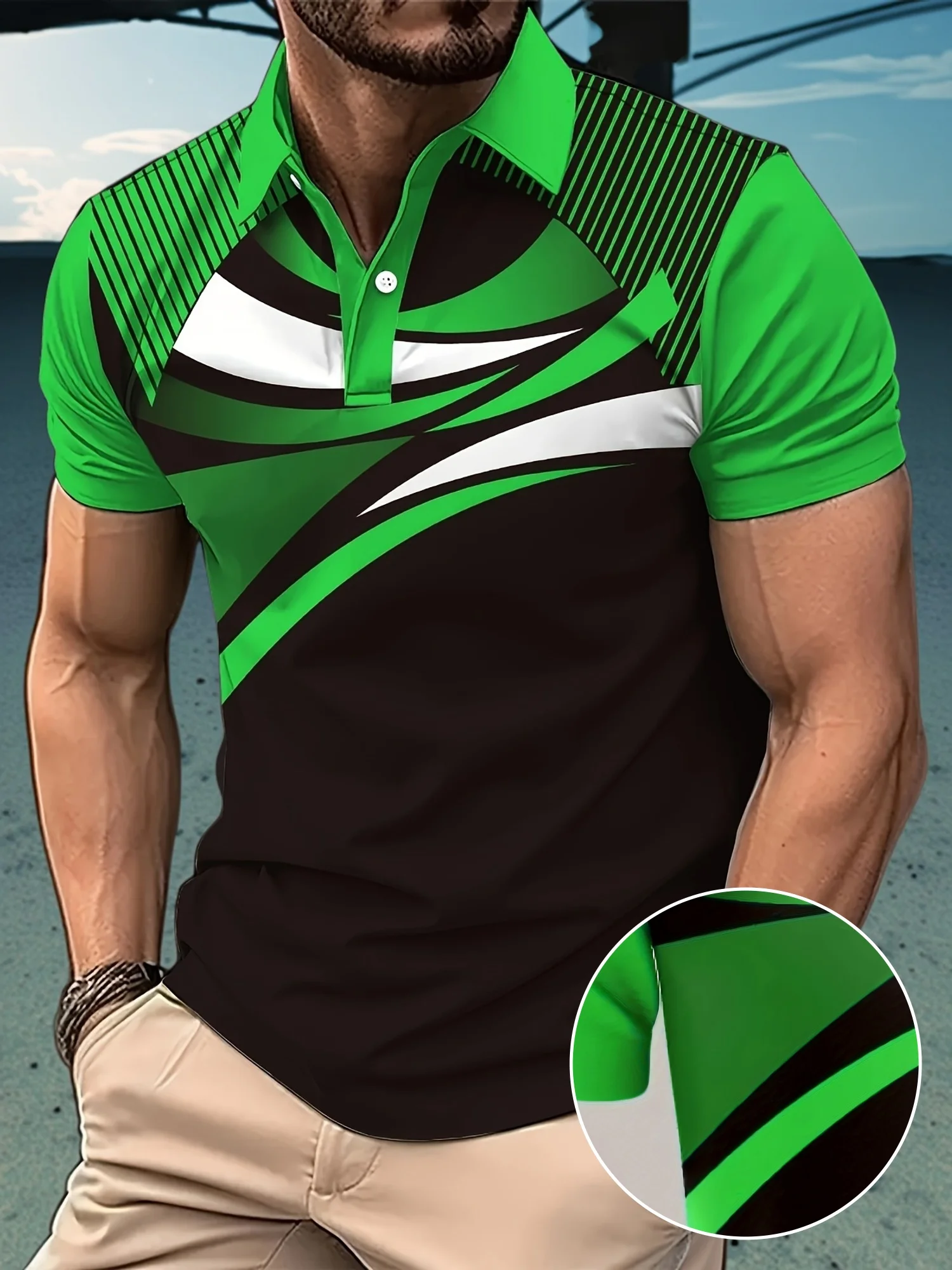 

Men's Summer Athletic Shirt - Breathable & Comfortable Polyester, Casual Short Sleeve with Stylish Color Block Design