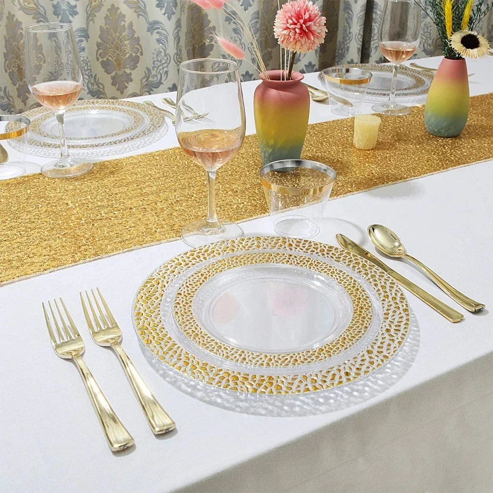 ensemble-de-couverts-jetables-assiette-en-plastique-transparente-doree-a-motifs-geometriques-avec-manche-a-paillettes-dorees-couverts-gobelets-serviettes-articles-de-fete-de-mariage