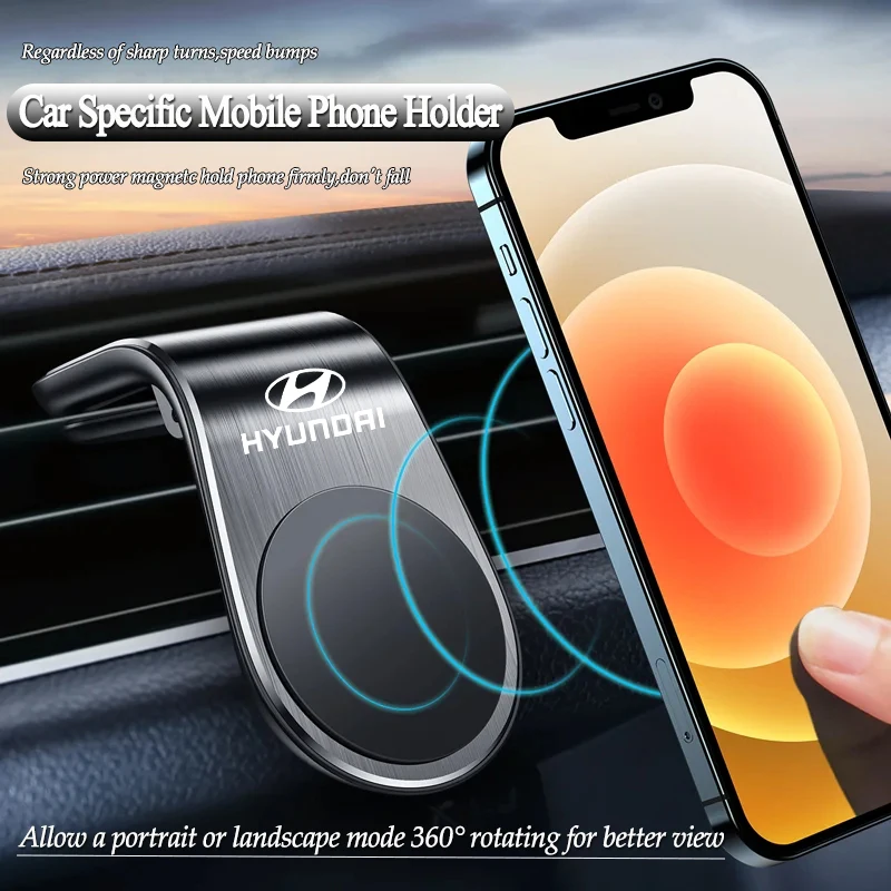 Magnetic Car Phone Holder Metal Stand Accessories For Hyundai Tucson I30 I20 I10 Creta Bayon Venue Veloster Accent Kona Elantra