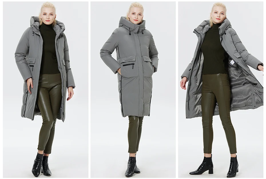 ICEbear 2023 Winter Women Jacket Long Cotton Big Pockets Ladies Coat Women's Thickened Warm Parka GWD22578-1D