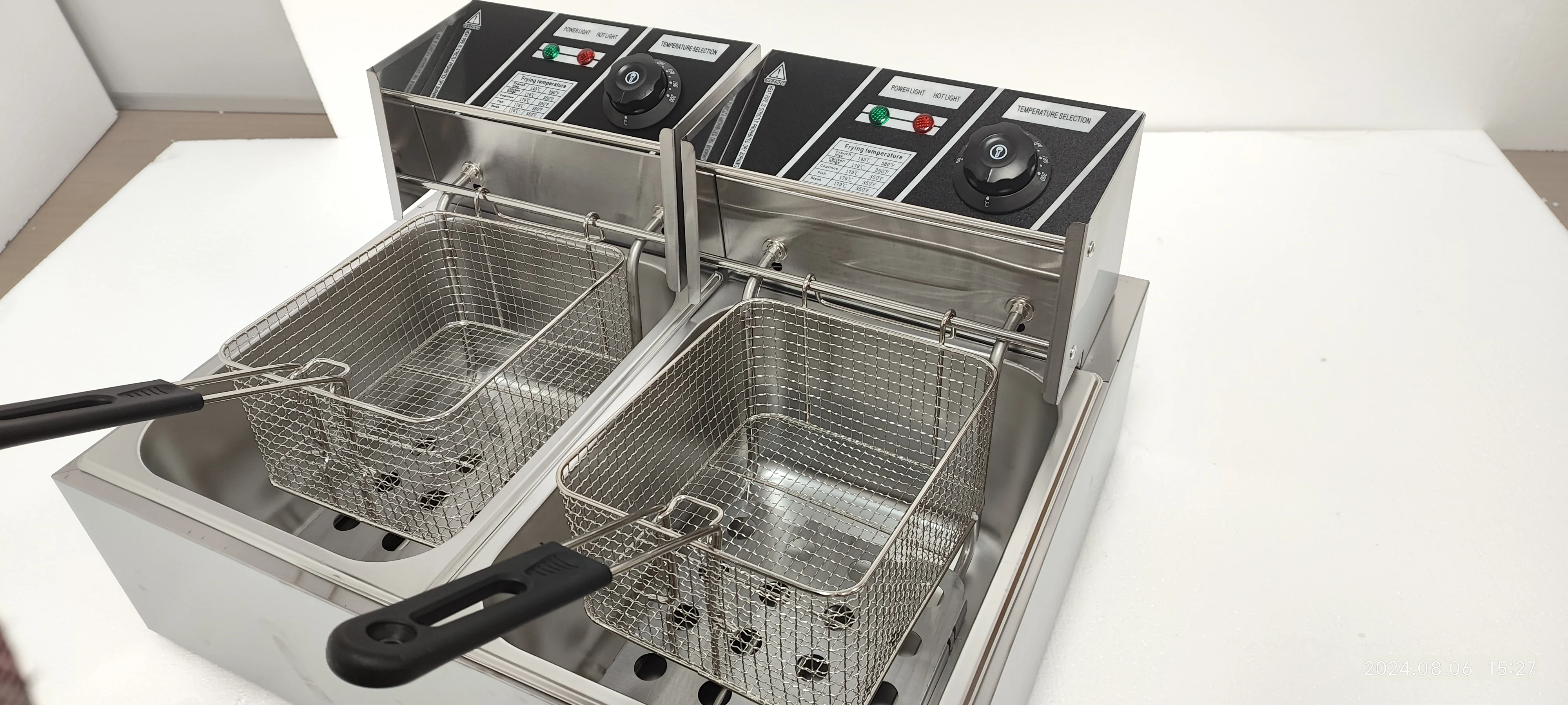 Steel 220V Chip Frying Machine Restaurant Equipment Potato Chips Fryer &Commercial 6L+6L Electric Fryer Stainless view 2