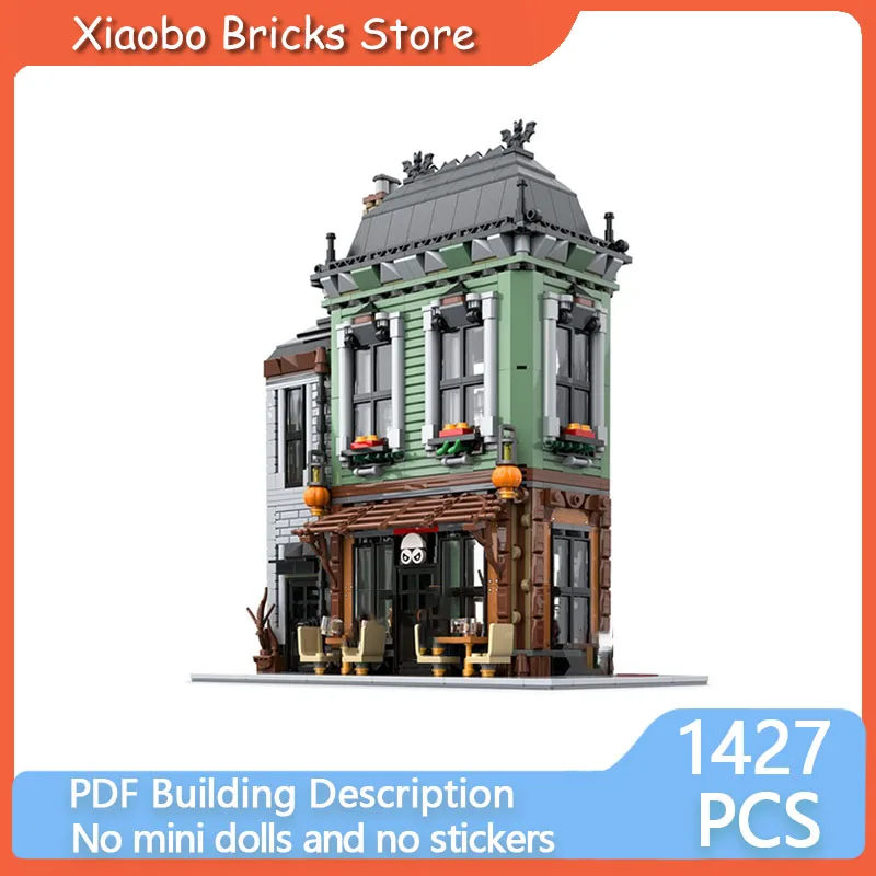 

Хэллоуин, город, вид на улицу, модель MOC, строительные кирпичи, таверна с привидениями, модульные технологии, подарки, праздник, сборка, детские игрушки, костюм