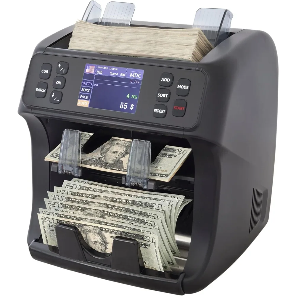 DT800 Bank Grade Multi Currency Bill Counter, Serial Nb, 2CIS/UV/MG Counterfeit Detection, Value Counter, Sort & Print