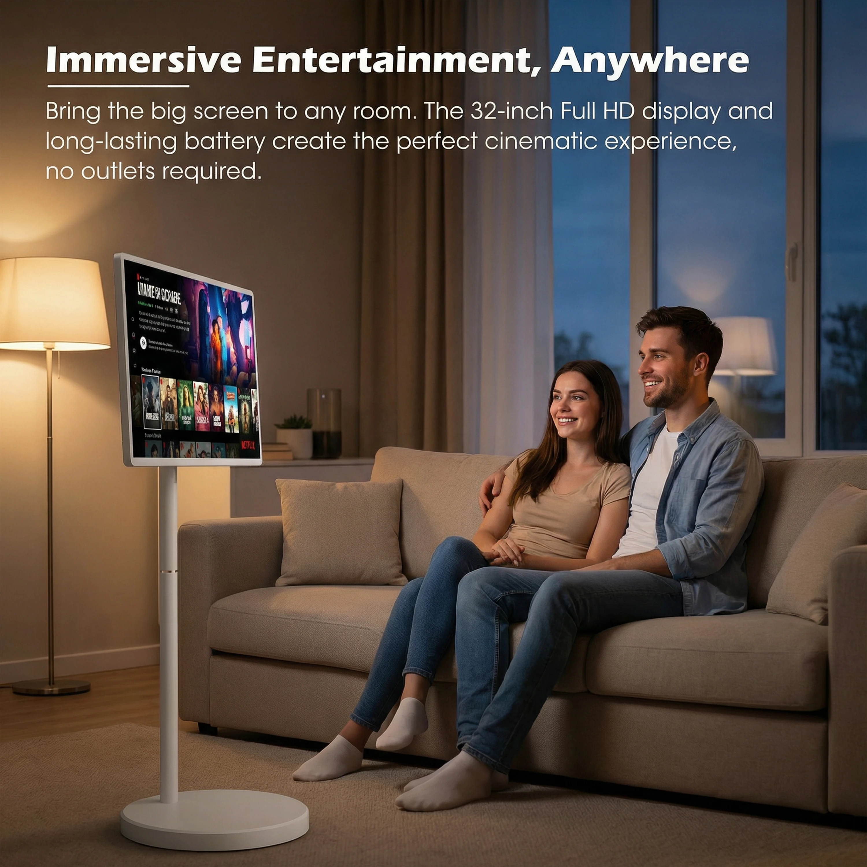 Android Smart TV Portable Monitor Full HD LCD Touch Screen SDK Interactive Text Display Animation Support Indoor Use