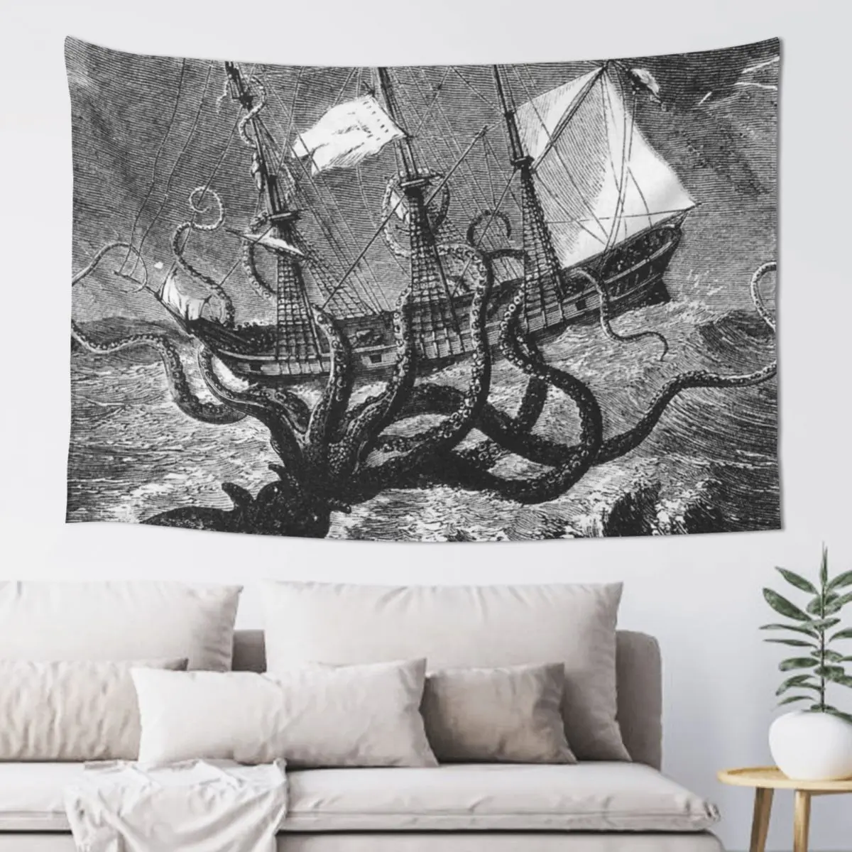 

Kraken Rules the Sea Tapestry Room Decor Wallpaper Aesthetics For Room Wall Deco Tapestry