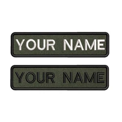 10X2.5cm Legergroen Achtergrond Borduren Custom Naam Tekst Patch Strepen Badge Iron On Of Backing Patches Voor Kleding