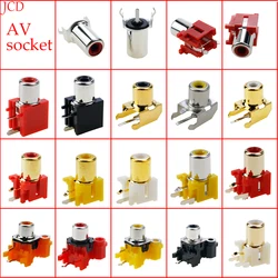 5Pcs AV-8.4-14 1Holes 2Pins RCA Sockets 90Degree Audio Video Connecctors Jacks yellow white red