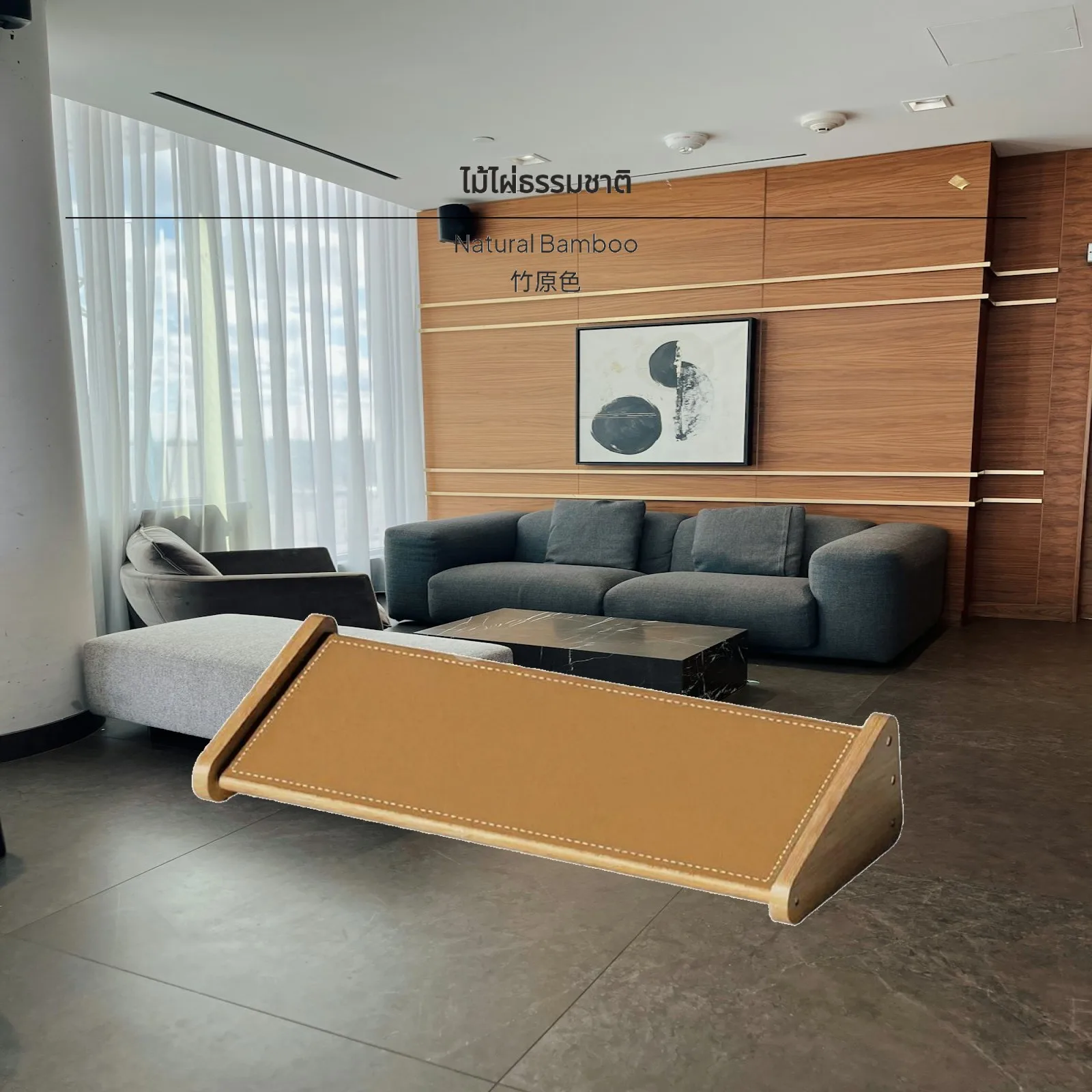 Descanso para Pés Ajustável em Bambu com Design Ergonômico, Cadeira Confortável para Reduzir a Fadiga nas Pernas no Escritório e Estudo