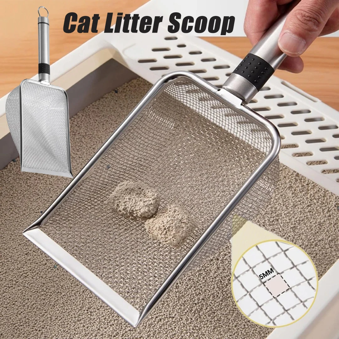 Pet Poop Shovel To Clean The Cat Litter Scooper Stainless Steel with Hanging Hole Pet Waste Spoon Cleaning Tool Cat Litter Scoop