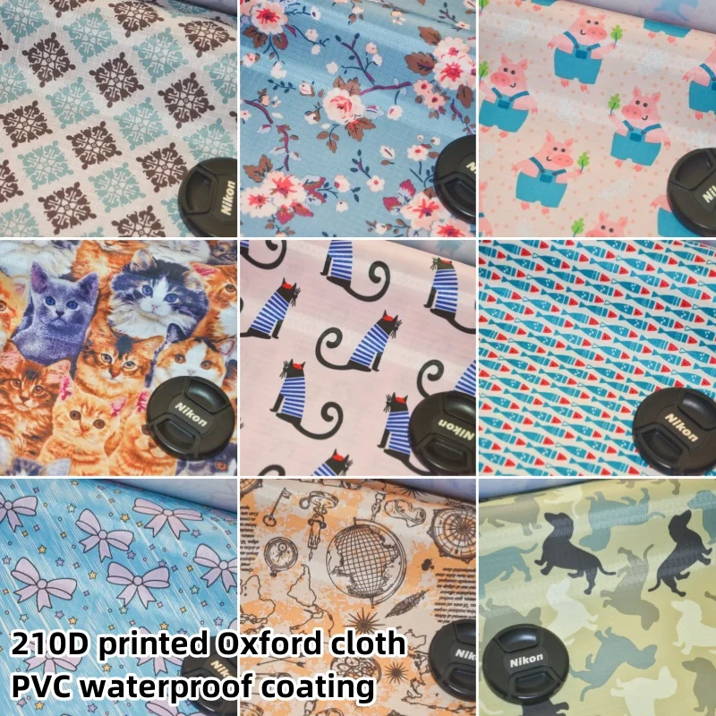 210D printed Oxford cloth, PVC grid waterproof fabric bag, backpack, moisture-proof picnic mat, tablecloth fabric