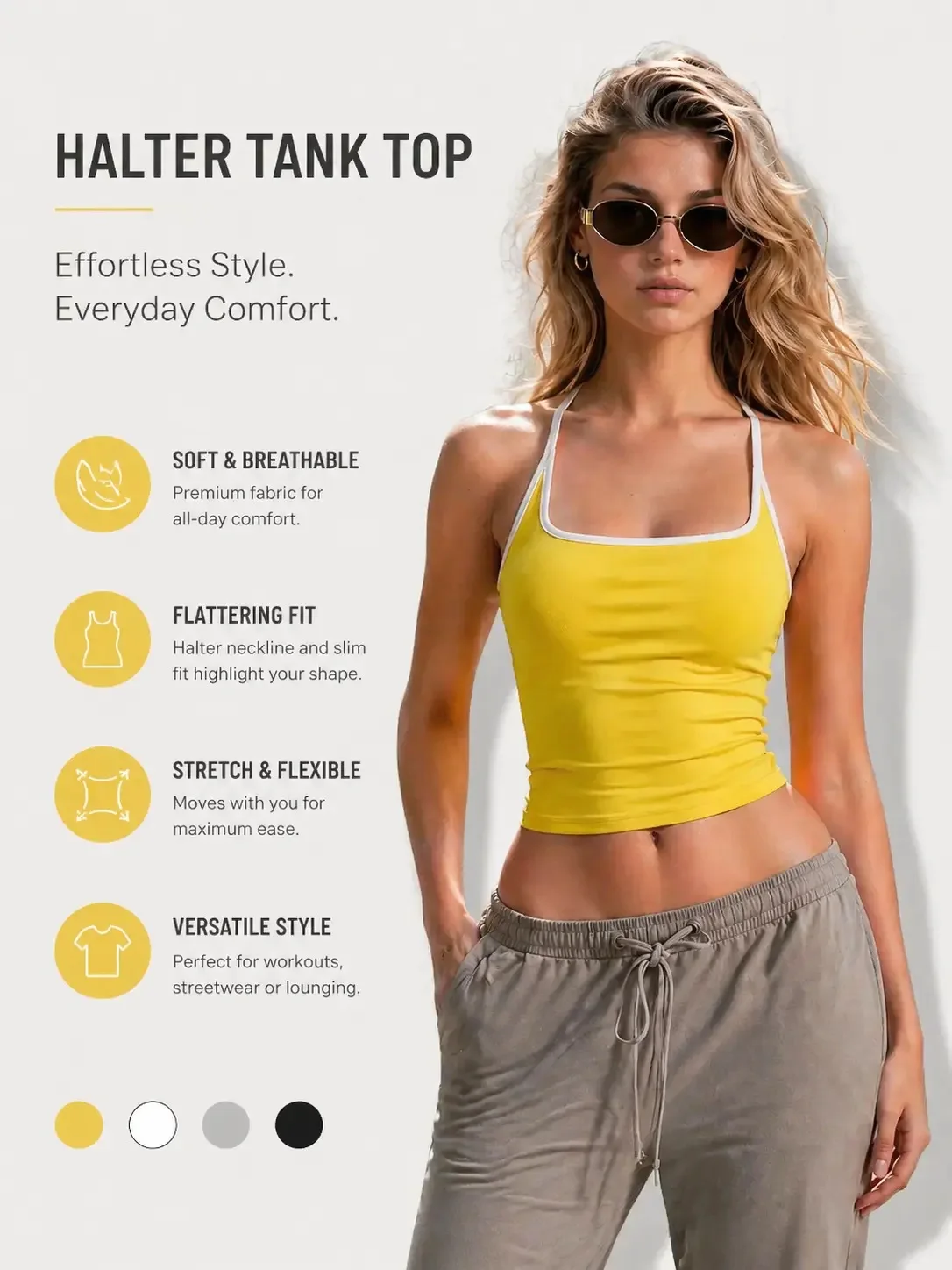 Women's Color-Blocked Thin-Strap Backless Yoga Tank Top - Spaghetti Strap, with Built-in Fixed Bra Cup