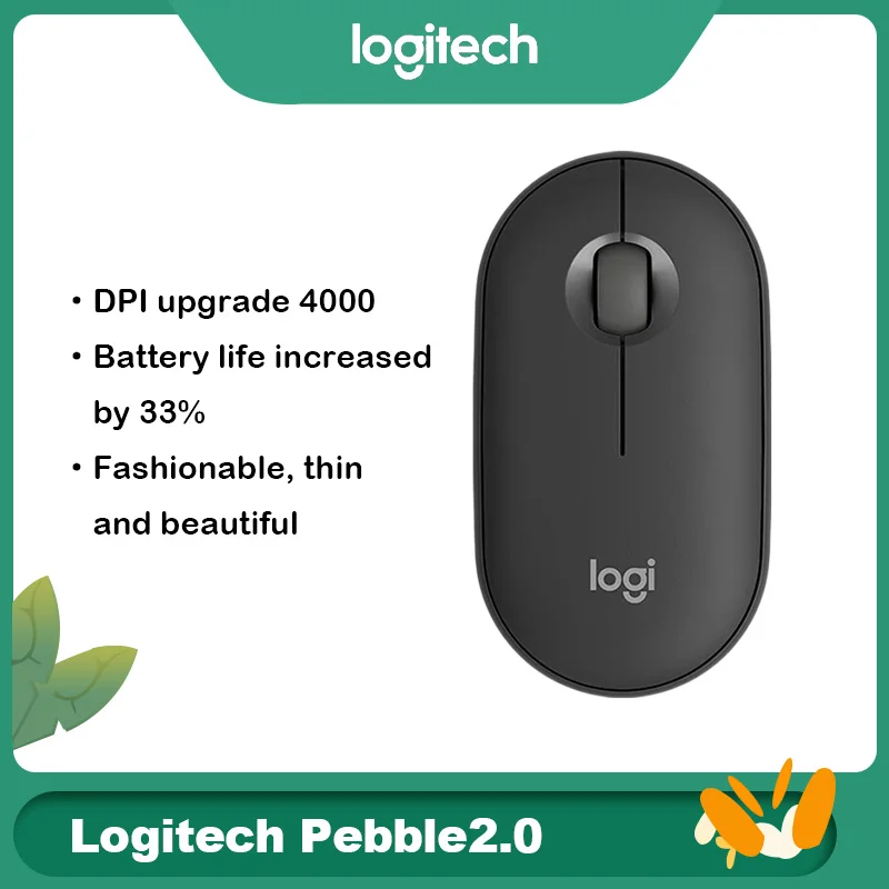 Logitech Pebble 2.0 M350s Dual Mode Silent Wireless Bluetooth Mouse,Thin Portable Office Mice for Women Travel Genuine New
