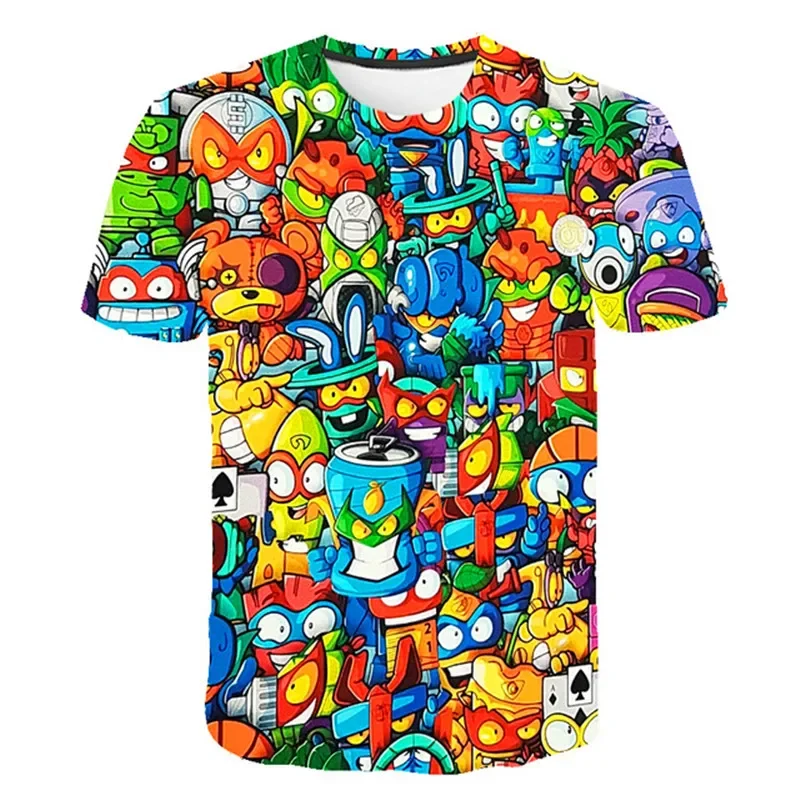 Boys Girls Super Zings Tees Tops Costumes New Summer 2023 Children's T-shirts Clothing Kids Cartoon Casual Round Collar T Shirts