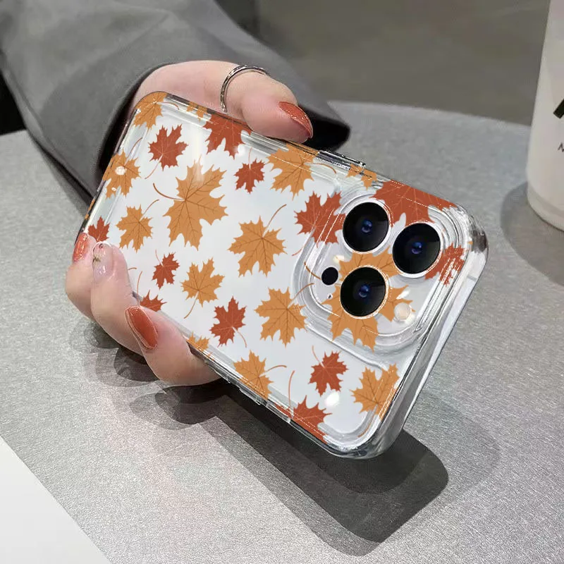 ฤดูใบไม้ร่วงใบเมเปิ้ลพิมพ์เคสโทรศัพท์สำหรับซัมซุงกาแล็คซี่ S25 S24 อัลตร้า S23 FE S22 พลัส A16 A36 A56 A55 A54 A53 A35 A34 ฝาครอบ