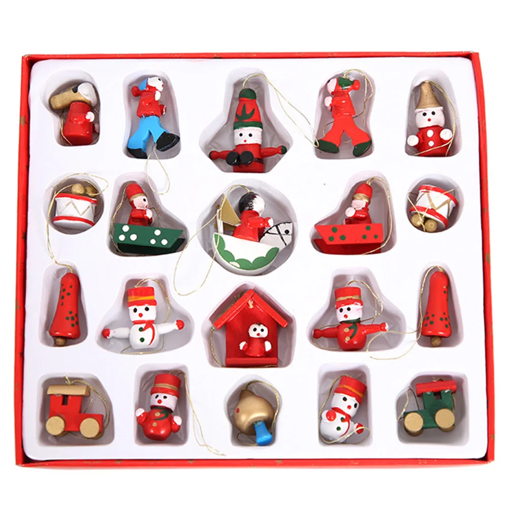 

1 Box Christmas Tree Hanging Pendants Lovely Wooden Ornament Holiday Decor Festive Decoration Xmas Gift Party Supplies Home