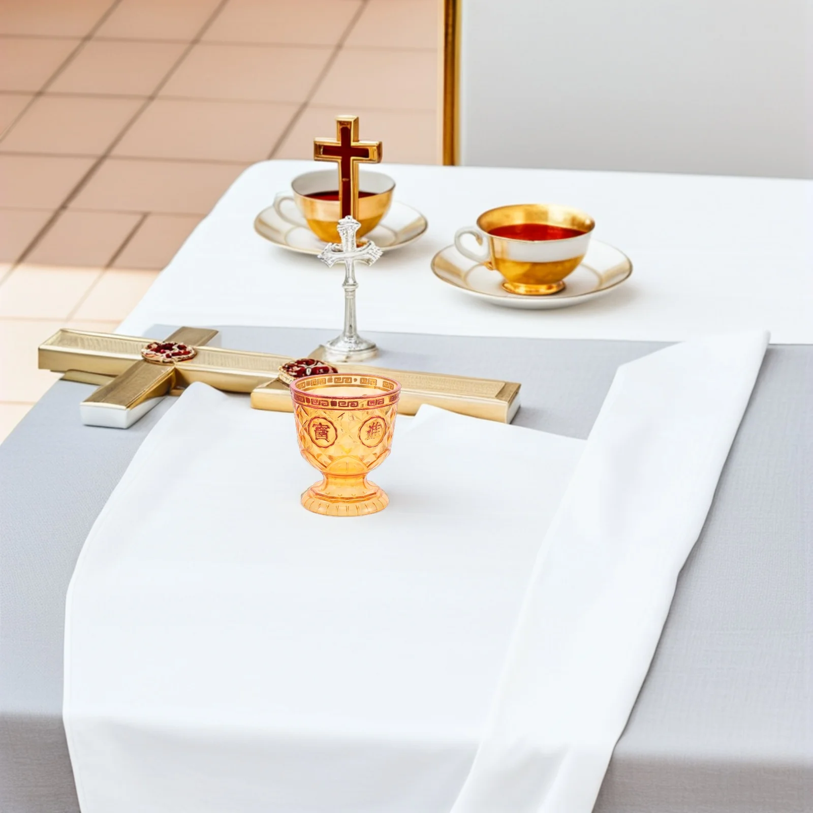 

Complete Sacred Hall Chalice Set Vintage Bronze Tone Ritual Supplies for Buddhist Prayer Altar Ceremony and Spiritual Offering