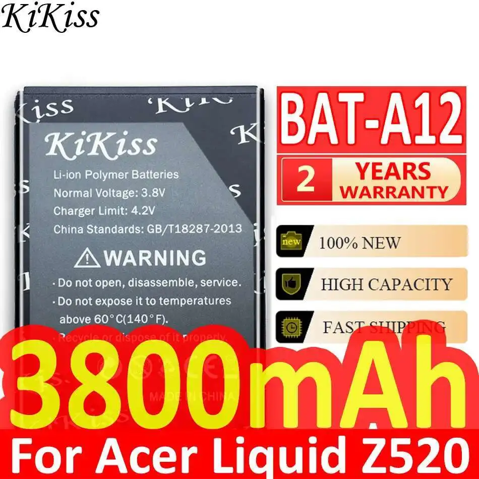 

Mobile Phone Battery Bat-A12 3800Mah For Acer Liquid Z520, Z520 Dual Sim P N 1ICP4 51 65 KT.00104.002 Bat A12