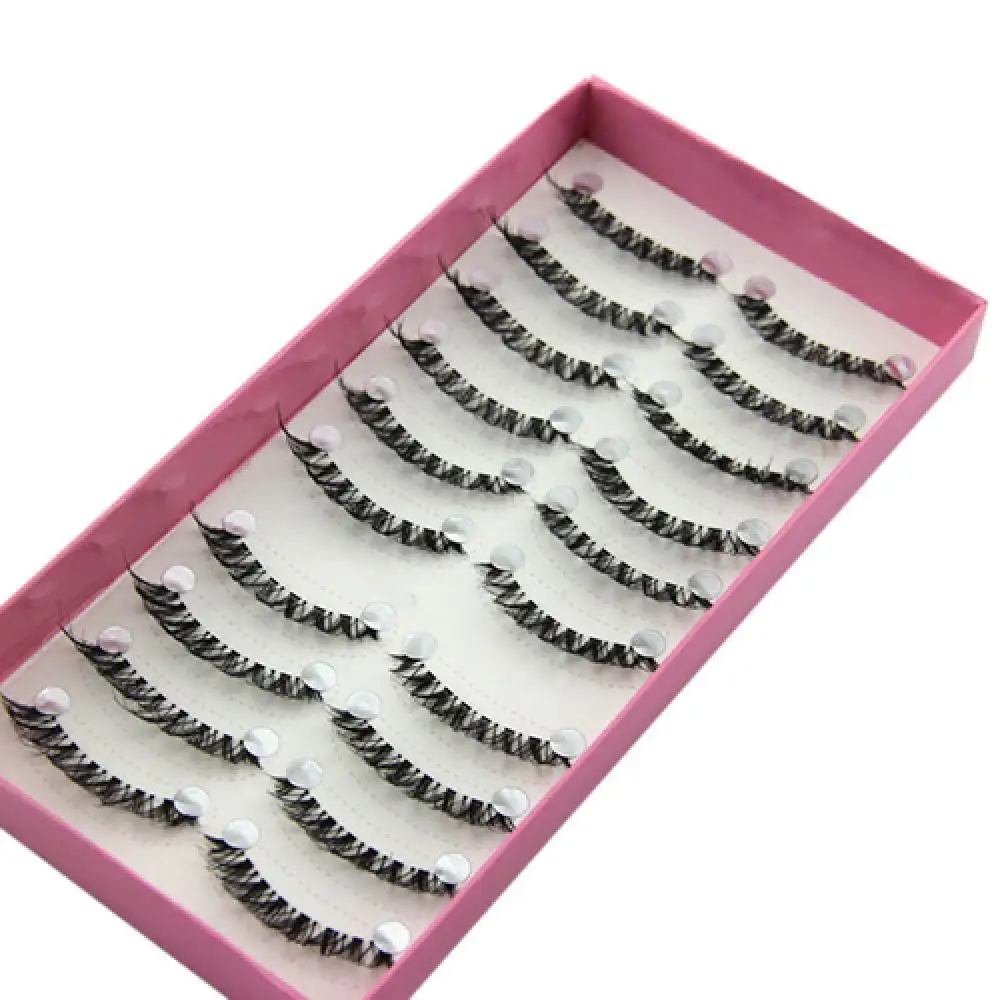 Fashion 10 Pairs Natural Black Long Cross Thick False Eyelashes Party Eye Makeup Fake Eyelash Extension Fake Eyelashes