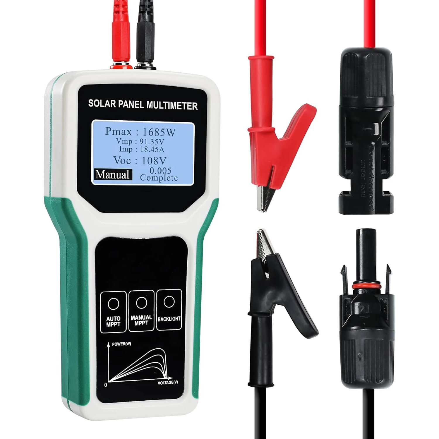 

1800W Solar Panel Tester Photovoltaic Multimeter, Troubleshooting Tool with Smart MPPT Display, Upgraded Measuring Range